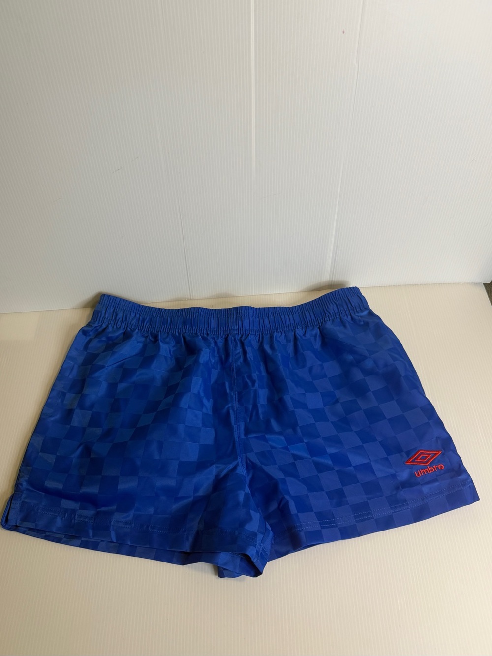 Umbro Premier Checkerboard Blue Soccer Shorts Unisex in M Vintage Y2K Rare 90s